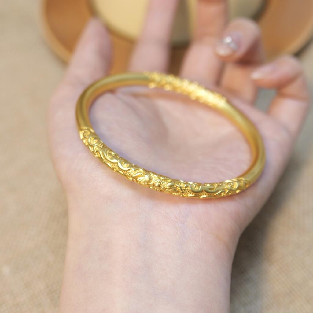 Curly Grass Pattern Bracelet for Women, Ancient Method Inheritance, Solid Ring Bracelet, Niche and High-end