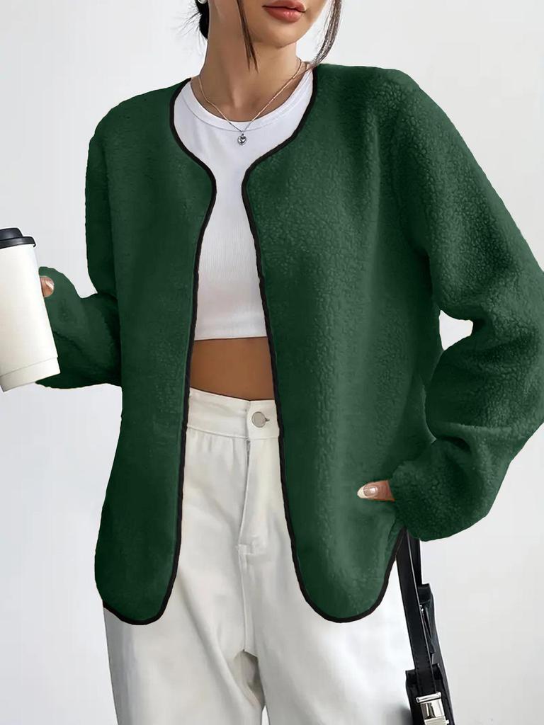 2025 Autumn/Winter Women's Fashion Casual Solid Color Cardigan Jacket