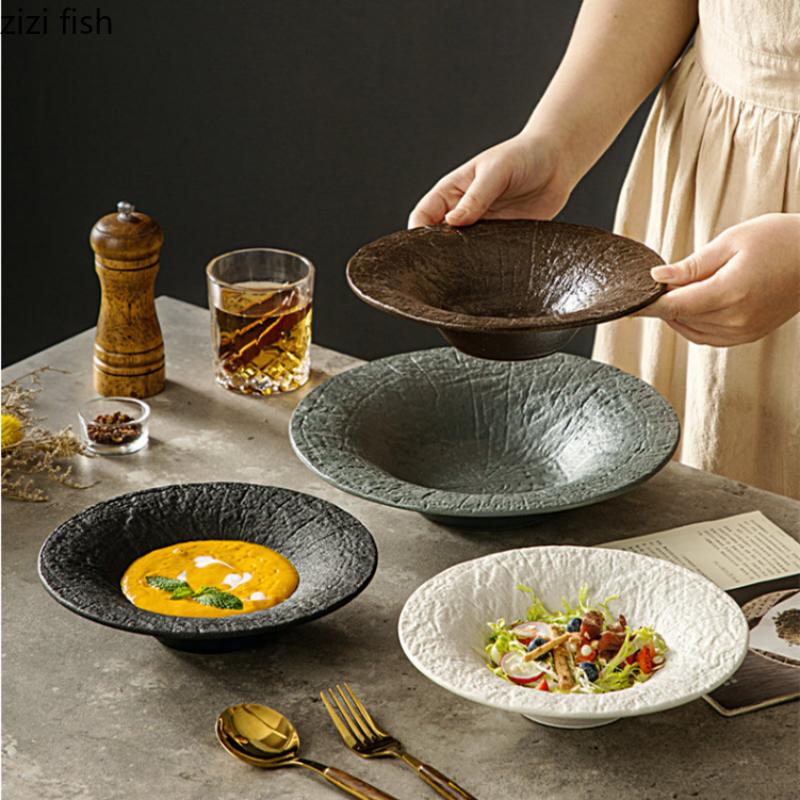Ceramic Straw Hat Dinner Plate Fruit Plate Salad Bowl Soup Bowls Dessert Bowl Noodle Bowls Pasta Dish Western Food Plates Tray