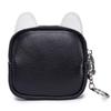 Äkta Läder Katt Myntplånbok för Kvinnor, Sött Myntfodral med Nyckelring, Miniplånbok, Accessoarväska, Katt Minipåse med Nyckelring (Svart)
