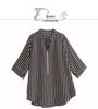 Letnia Damska Koszula w Paski Plus Size - Stylowa dla Krągłych Dziewczyn - z Błyszczącymi Cyrkoniami