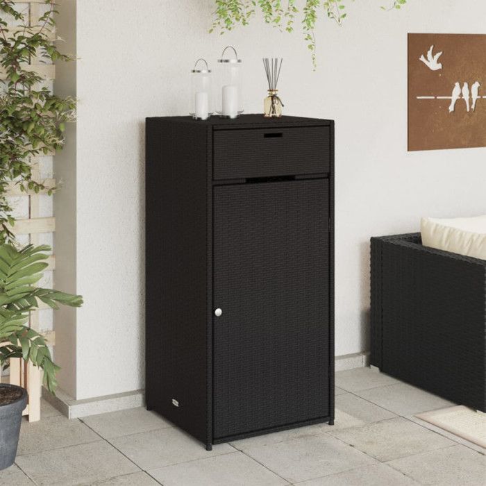 VidaXL Garden Storage Cabinet Black 55x55x111 Cm Woven Resin 365559