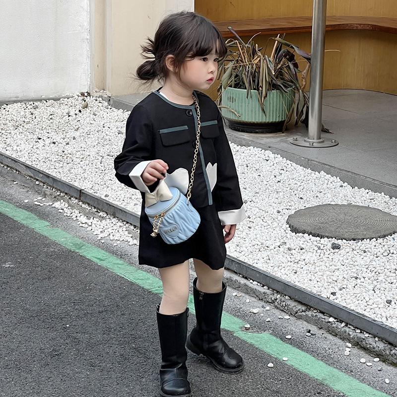 Bows Bucket Bag, Chic Heart-shaped Shoulder Bag, Children's Chain Crossbody Bag