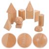 Gadpiparty Wooden Blocks, Cubes, Building Blocks, Geometry Blocks, 3D, 12 Pieces, Wooden 3D Models, Math, Oval, Pyramid, Geometric Models, Learning