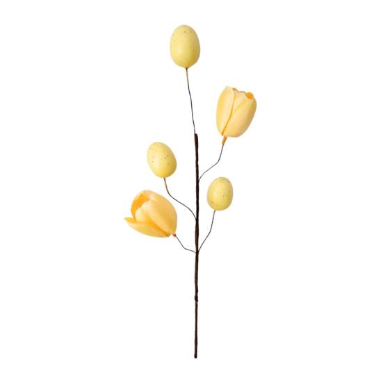 Easter Eggs Picks Spring Artificial Tulip Flower Stem with Eggs Floral Arrangement for Home Vase Filler Table Centerpiece