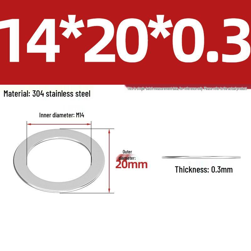 304 Stainless Steel Ultra-Thin Flat Washers - Available in Thickness: 0.1mm, 0.2mm, 0.3mm, 0.5mm
