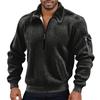 Men's Solid Color Corduroy Zipper Neck Long Sleeve Top Men's Casual Lapel Top