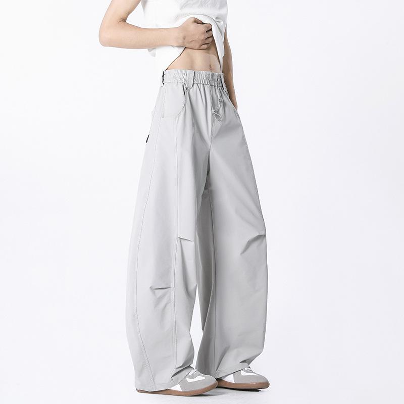 American straight pleated jazz casual pants men and women loose couple tooling wide-leg paratrooper pants sports scimitar trousers
