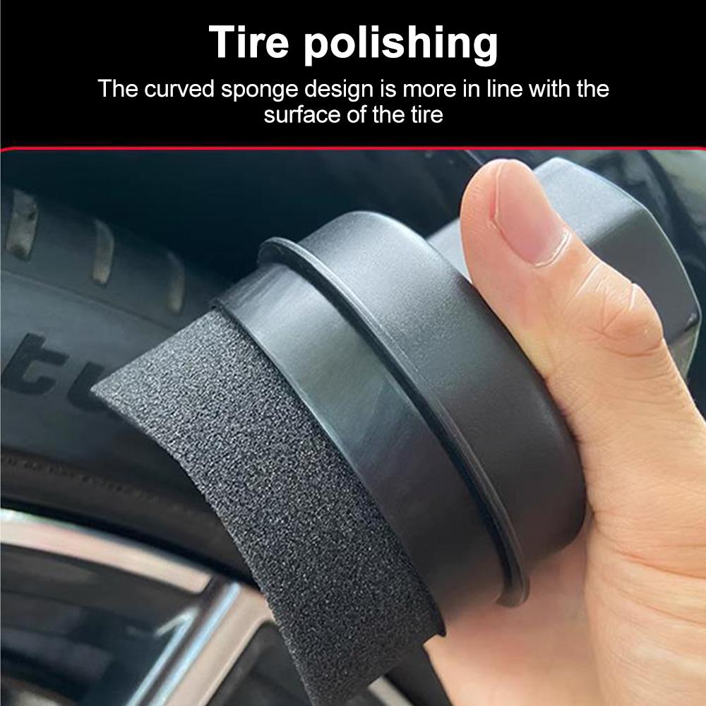 Car Wheel Polishing Waxing Curved Tire Sponge Brush With Cover Tire Clean Contour Dressing Applicator Pads Car Accessories