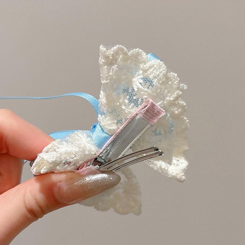 2 Pièces/Ensemble Pinces à Cheveux Bébé Nœud en Dentelle Ruban Doux Petites Filles Tout-Petites Épingles à Cheveux Princesse Accessoires Mignons pour Cheveux de Côté pour Filles