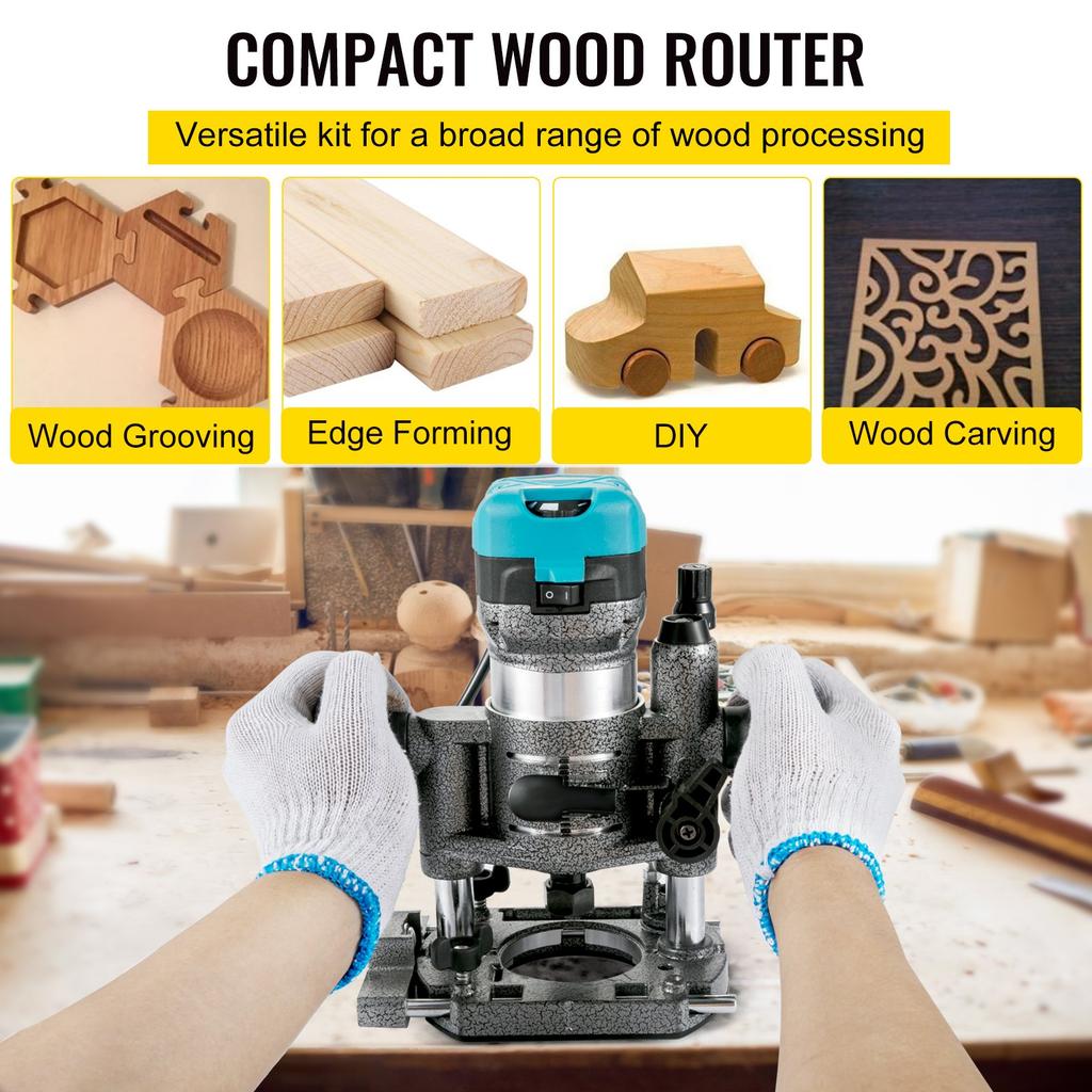 VEVOR Router Tool, 710W Wood Router, Router for Woodworking with 3 Router Collets