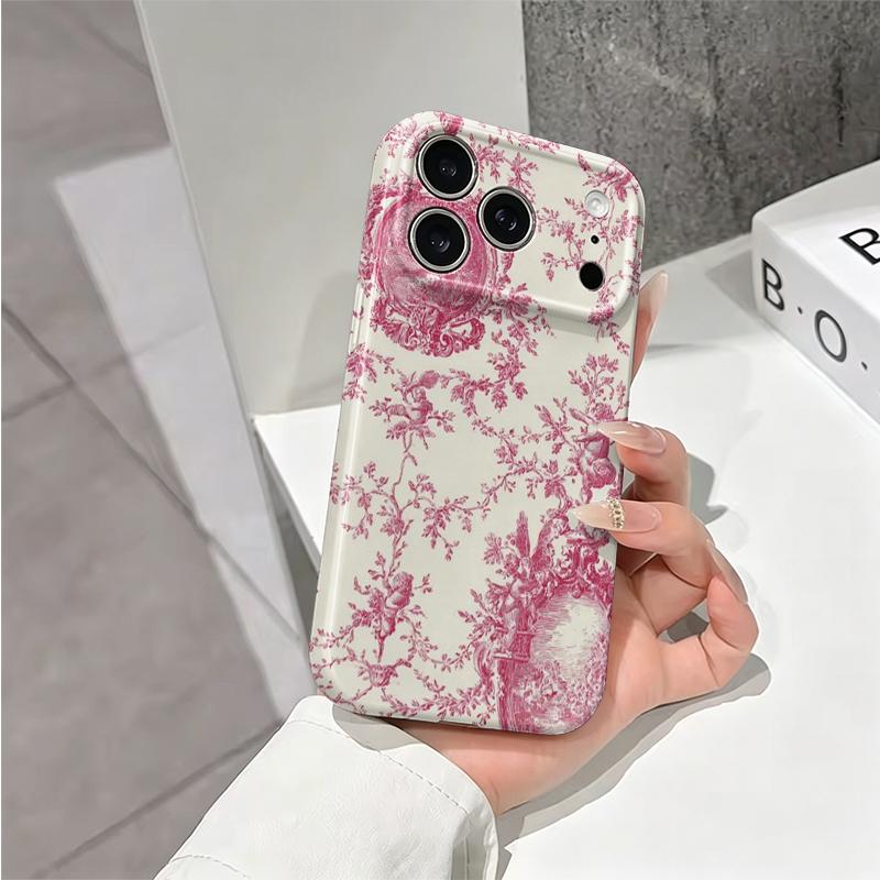 Classic Vintage French Toile Ditsy Botanical Print Pattern Art Design Film Aesthetic Protective Shockproof Bumper Case Cover For iPhone 14 15 16 Pro