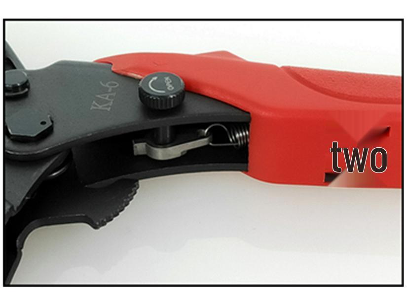 Labor-Saving Ratchet Crimping Pliers with Bare Terminal Nipple Cap, Model KA5-6