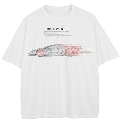 Streetwear Racingbil Grafisk T-shirt Bomull Unisex Toppar T-shirts Sommar Kortärmad T-shirt