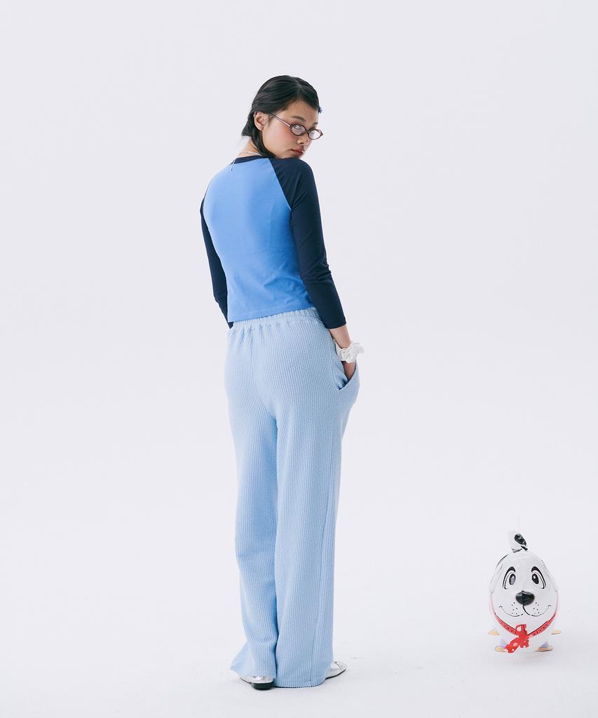 JUNEJUNE SPACE Frill Banding Pants_Light Blue
