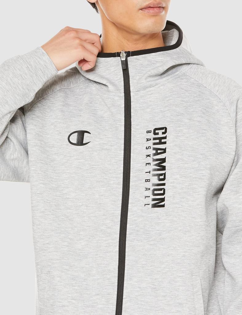 Champion Long Sleeve Stretch Techweave 3LS Zip Hooded Sweatshirt with Size One-Point Logo, C3-WB112-070-XL