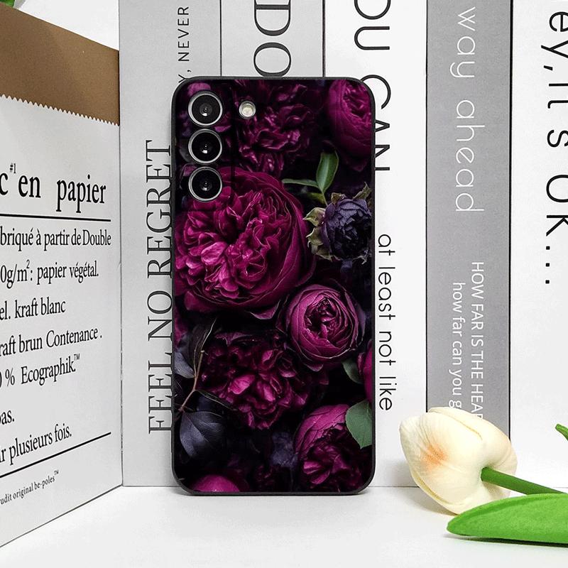 Stylish Black Rose Deep Purple Flower Phone Case for OPPO Reno 13 12 F 11 10 Pro Plus Find X5 X3 Lite X7 PRO Frosted Soft Cover
