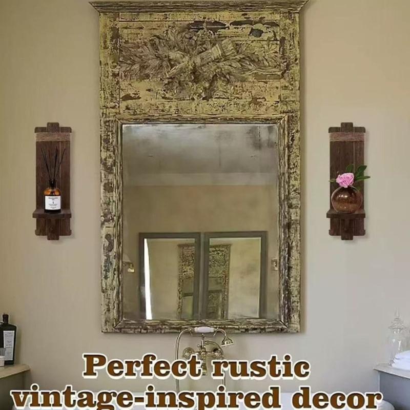Farmhouse Wall Mounted Candle Holders Sconces Floating Shelf For Small Vase Plant Display Rack And Holiday Decorations