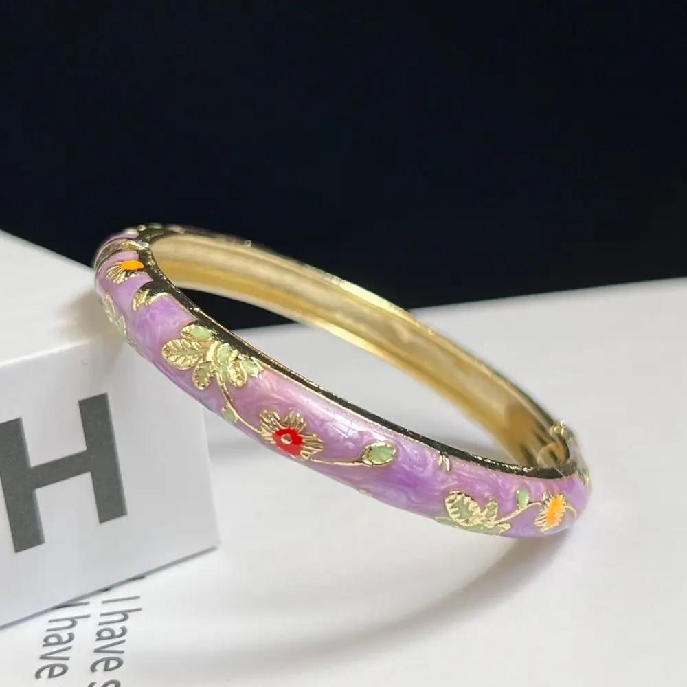 Emaille Chinesisches Cloisonné Armband Traditionelles Chinesisches Pfingstrosen Filigran Blume Armreif Klassisch Vintage Damen Handarmband