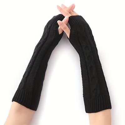 1 Pair Twist Thread Fingerless Gloves Autumn Winter Unisex Half-finger Woolen Wrist Cuff Solid Color Warm Knitted Arm Sleeve Cover