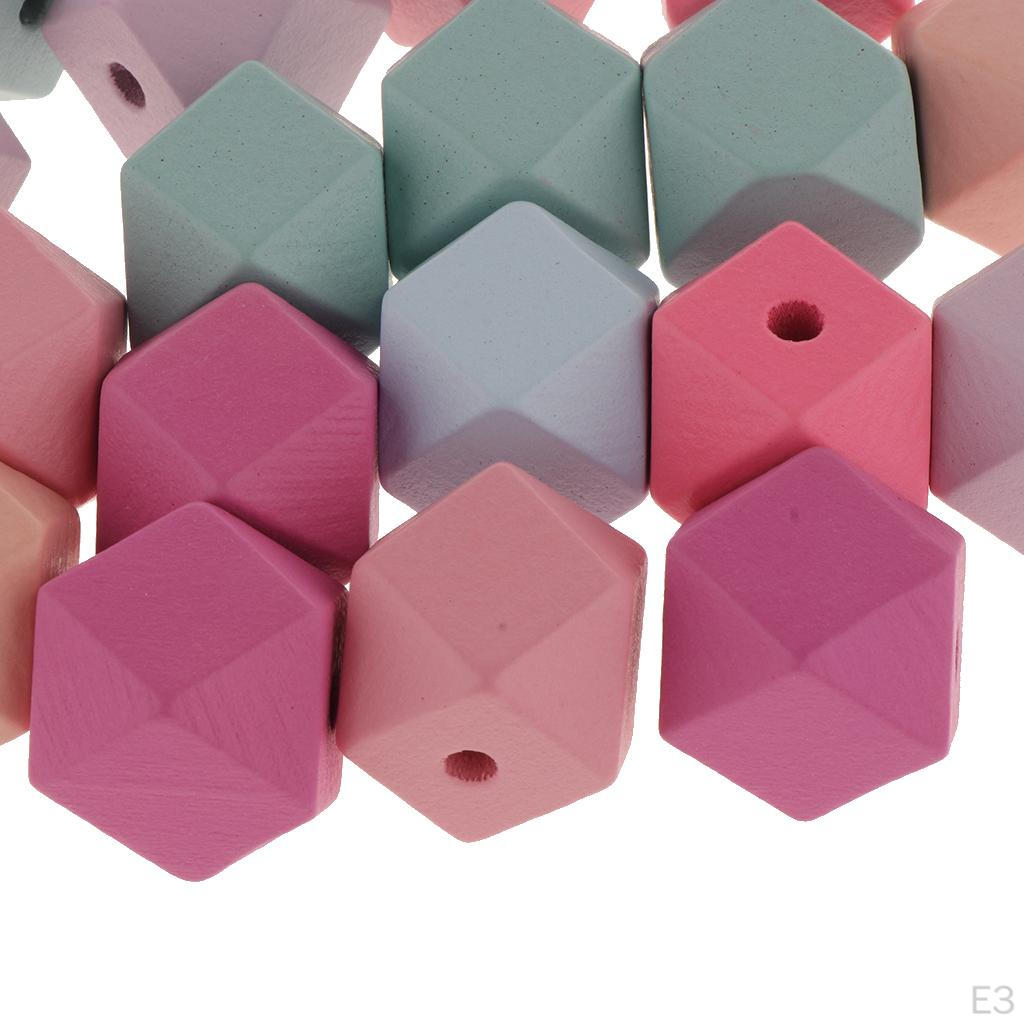 Dyed Faceted Wooden Beads Geometric Bead Accessories 2 Sizes -