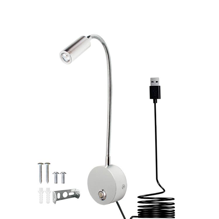 

Светодиодный настенный светильник на гибкой ножке 3 Вт с сенсорной регулировкой яркости для чтения у кровати и в отеле 3W Warm White 3000K