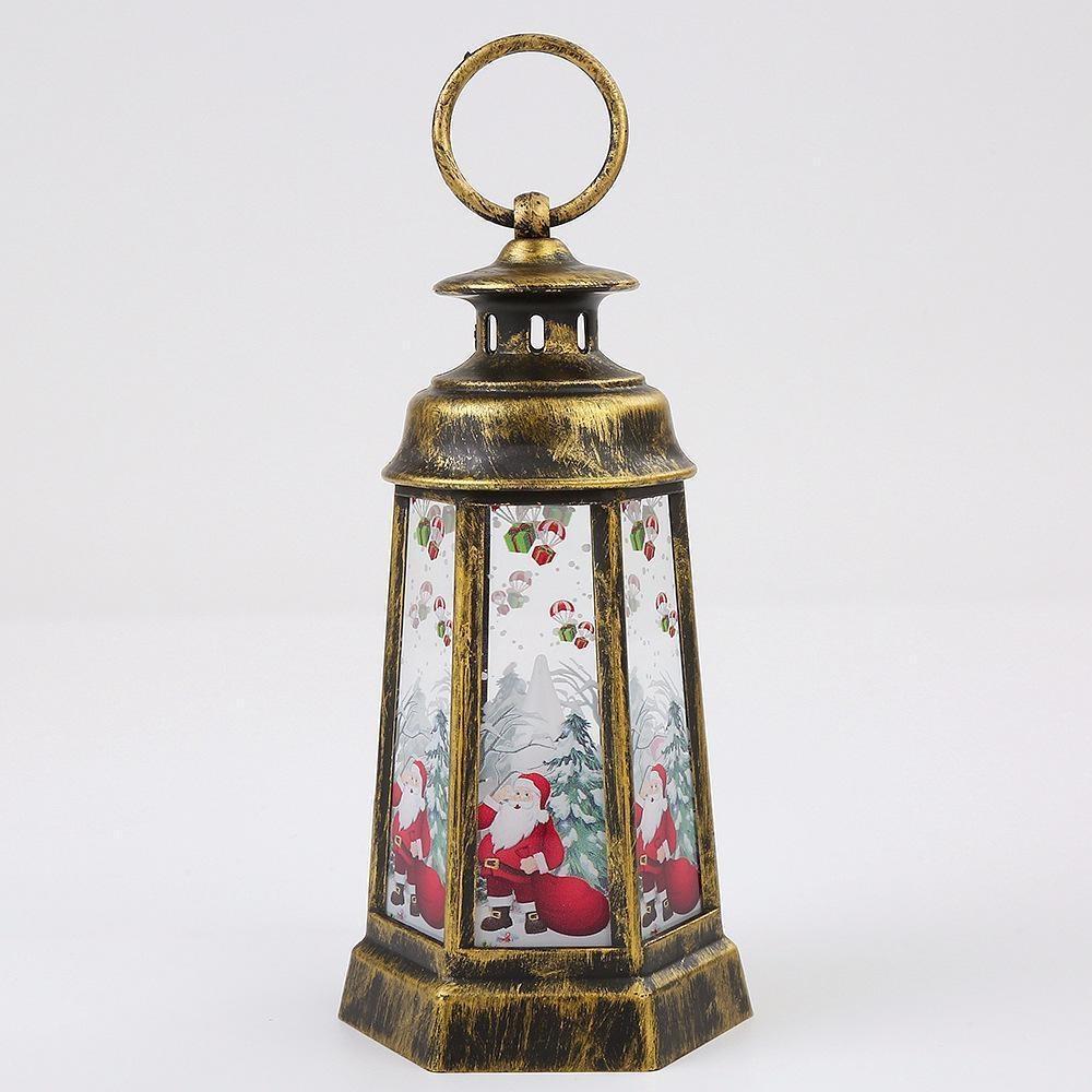 Christmas Santa Lantern Wind Light Retro Style Battery Powered Decorative Lantern Hanging LED Light