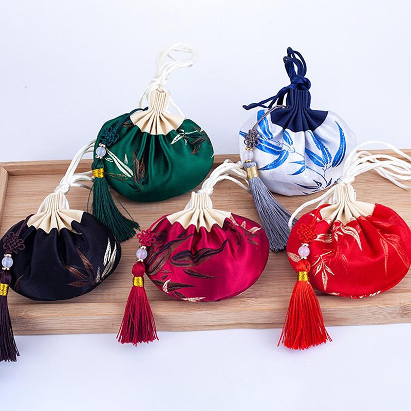 Buy Drawstring Silk Cloth Jewelry Embroidered Cloth Bag Amulet Coin