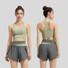 Conjunto de Shorts com Sutiã Esportivo e Top Regata Yoga Muay Thai Boxe Treino de Exercícios Pilates Fitness Workout Roupa Esportiva Feminina Academia Secagem Rápida Tecido Elástico