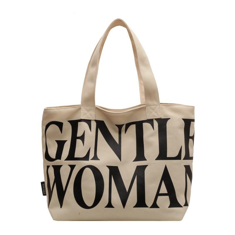 

Thailand Gentle Woman Tote Mommy Canvas Bag 2025 New Letter Printed Simple Shoulder Trend one size покинуть белый