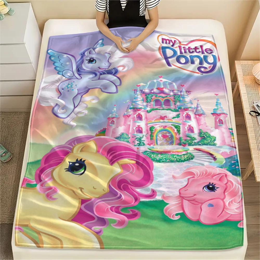 1Pc My Little Pony Print Flannel Blanket, High quality Comfortable for All Seasons, Home Decor, Warmth and Comfort, Perfect for Gifts