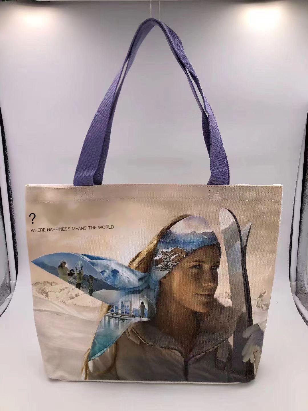 Original Export Tail Goods Beautiful Printed Canvas Handbag Shopping Shoulder Bags Portable Student Schoolbag Strong Durable Po (30cm Max Length 50cm)