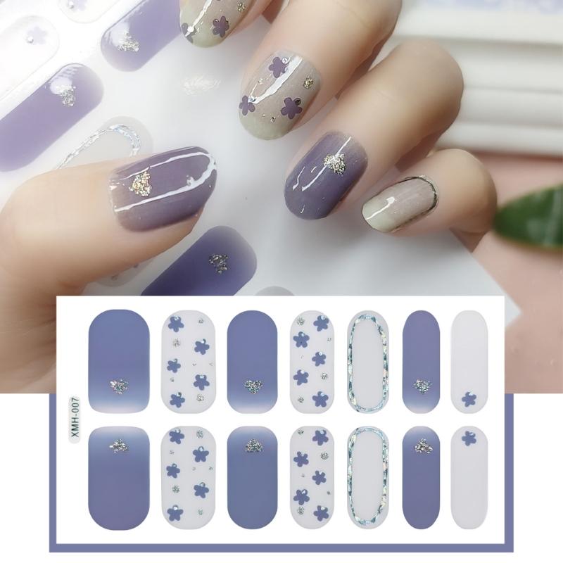 Flower Gradient Nail Sticker Full Wraps Nail Art Stickers Self-Adhesive Nail Art Decal Strips for DIY Nail Art Decor
