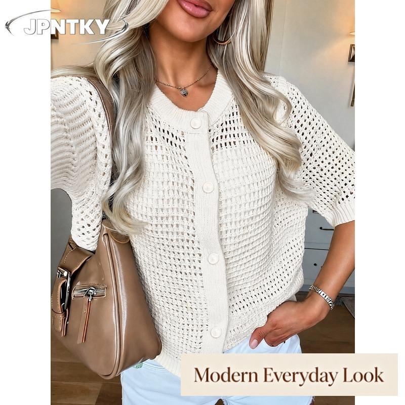 JPNTKY Women's Fashion Casual 1/2 Sleeves O-Neck Blouses & Shirts