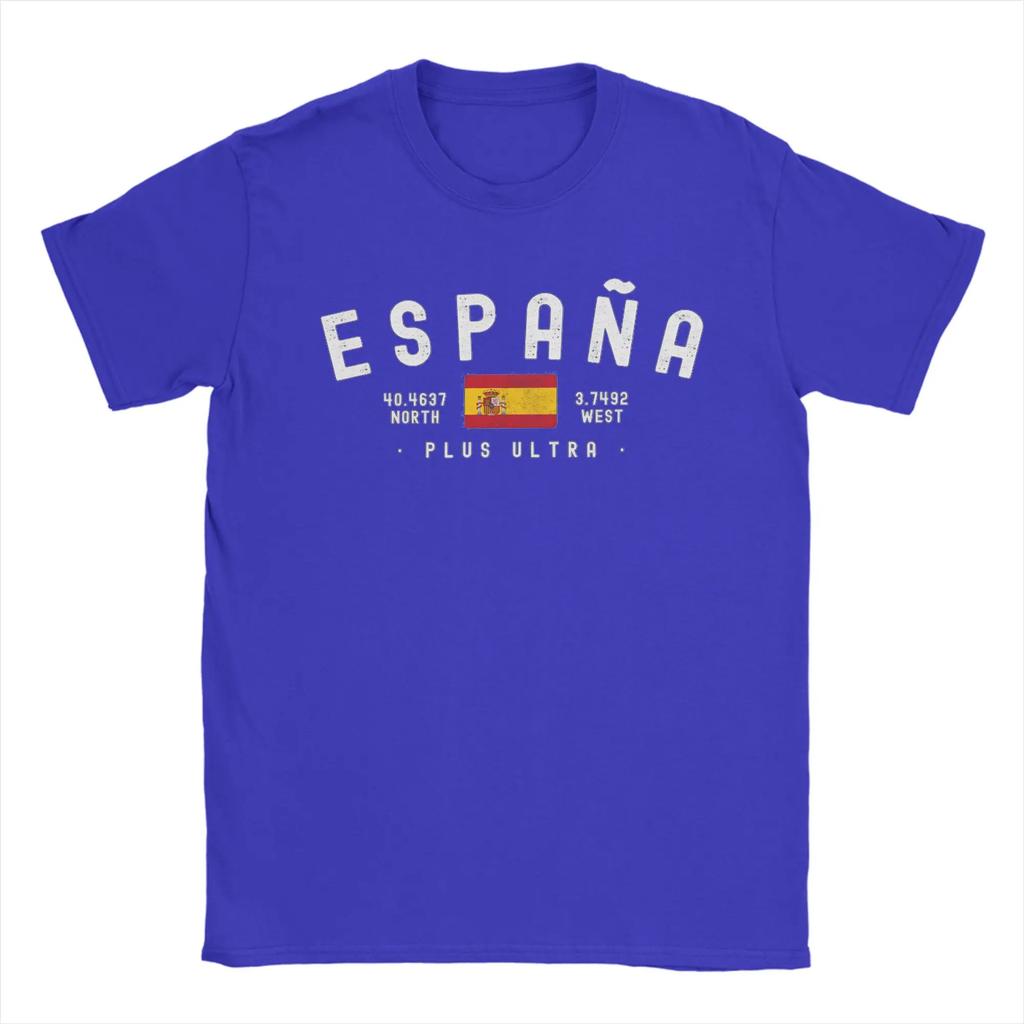 Men T-Shirts Spanish Flag  Casual 100% Cotton Tees Short Sleeve  T Shirts Crewneck Clothes Summer