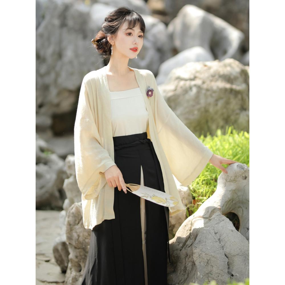 Dámský oblek, halenka a podvazková sukně Hanfu ve stylu čínské dynastie Song pro každodenní dojíždění