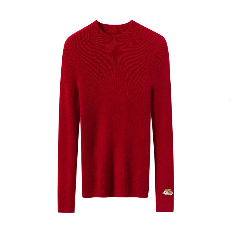 Autumn/Winter 2025 Women's Slim-Fit Striped Cashmere Embroidered Knit Top