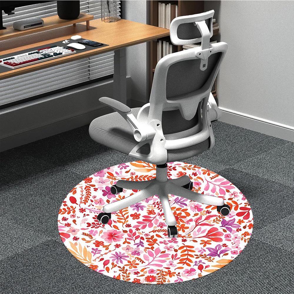 

1pc Floral Pattern Chair Carpet for Office Non-Slip, Machine Washable Rug for Office, Room - Polyester, Machine Made yy251029132 80cm by 80cm
