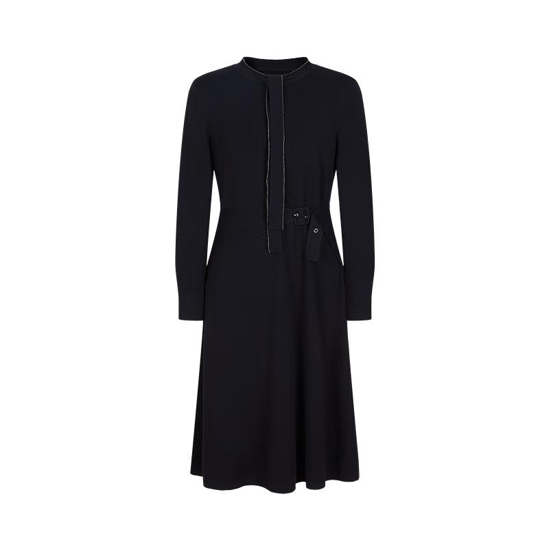 

JZ ANNACOL Elegant Tie-Neck Beaded Long-Sleeve Knit Maxi Dress S