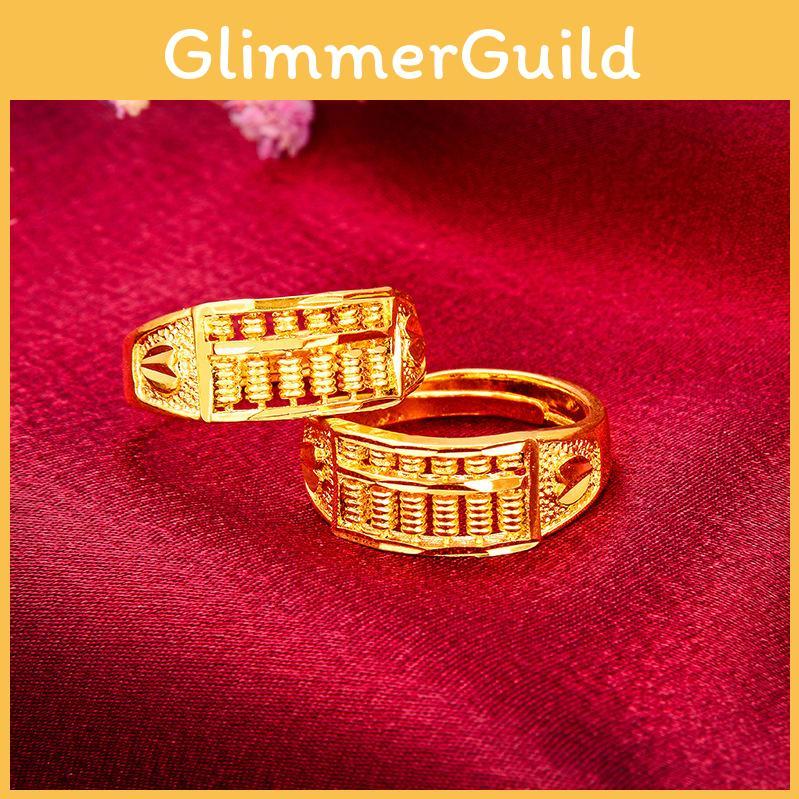 Sand Vintage Vietnamese Gold Abacus Open Ring Elegant Brass Gold Plated Jewelry Gift Women For