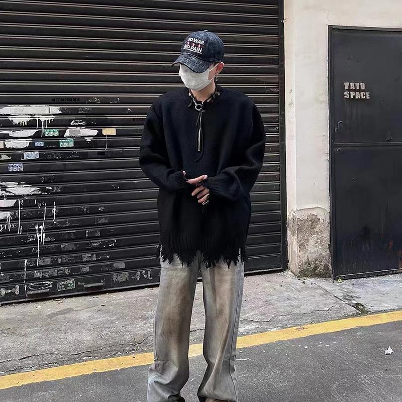 

2024 Осень и зима Новый кардиган свитер ретро повседневный ленивый стиль вязаный свитер мужской однотонный пиджак 3XL чёрный