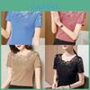 Summer Lace Trim Short Sleeve T Shirt With Embroidered Details For Elegant Women