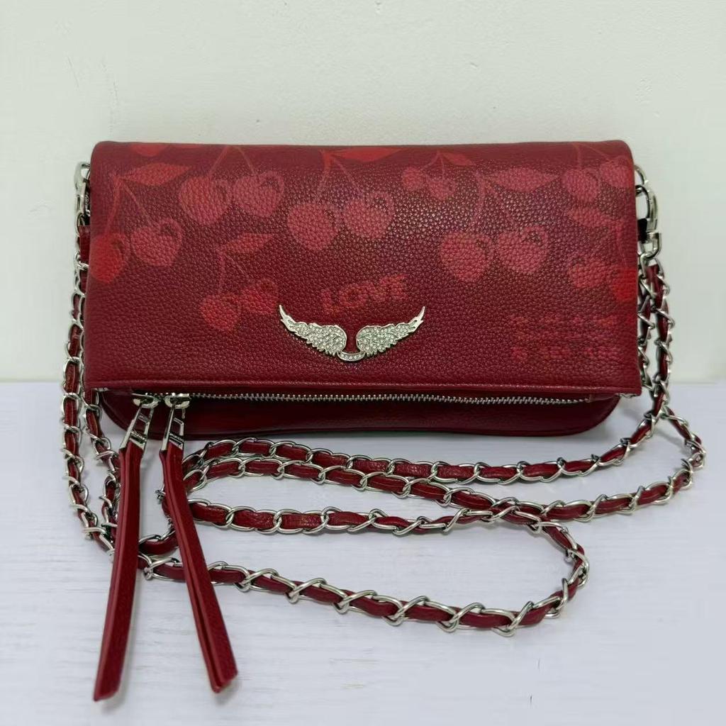 Francuska Klasyczna Mała Kwadratowa Torebka ze Skóry Naturalnej - Wszechstronna Torebka na Ramię/Listonoszka z Skrzydłami - Moda Europejska i Amerykańska