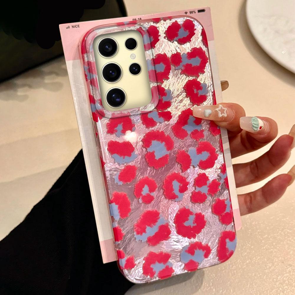 Pink Leopard Print Vortex Pattern Women Girls Phone Case for Samsung Galaxy S25 Edge S24 S23 S22 S21 FE Plus Ultra Shell Cover