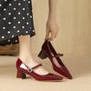 531 fashion new niche thick heel square head new rhinestone premium comfortable women's Mary Jane comfortable women's shoes