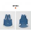 Minimalist Dog Dress With Denim Polka Dot Trim Harness-Compatible Back Strap