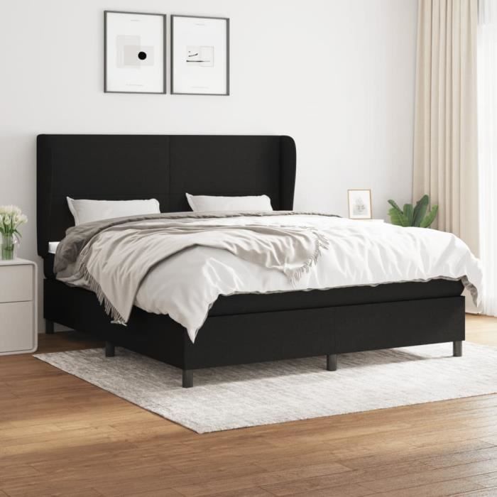 3127823 vidaXL Divan-lit Tapissier Avec Matelas Noir 180x200 Cm Tissu