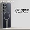 KEYSION 360 Hidden Metal Stand Magnetic Case for Magsafe for Samsung Galaxy S24 S25 Ultra S24+ S25+ Matte Shockproof Phone Cover