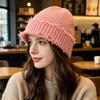 Cross-border new autumn and winter street trend solid color hole knitted hat old retro hole cold hat