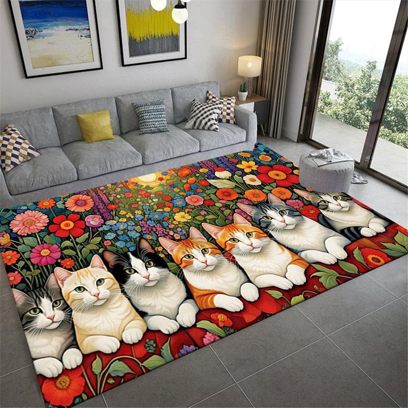 Cute Cat Carpet Rug for Living Room Bedroom Home Sofa Decoration,Kids play Non-slip Floor Mat